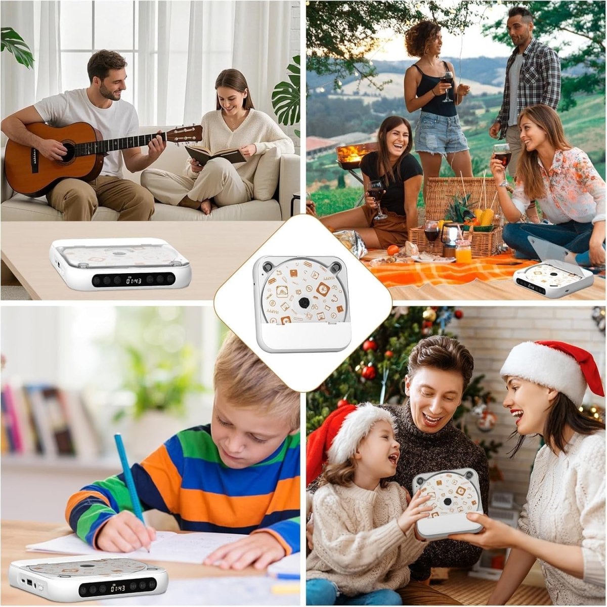 Portable CD Player Bluetooth Rechargeable HiFi Speaker Anti Skip - Kwikley