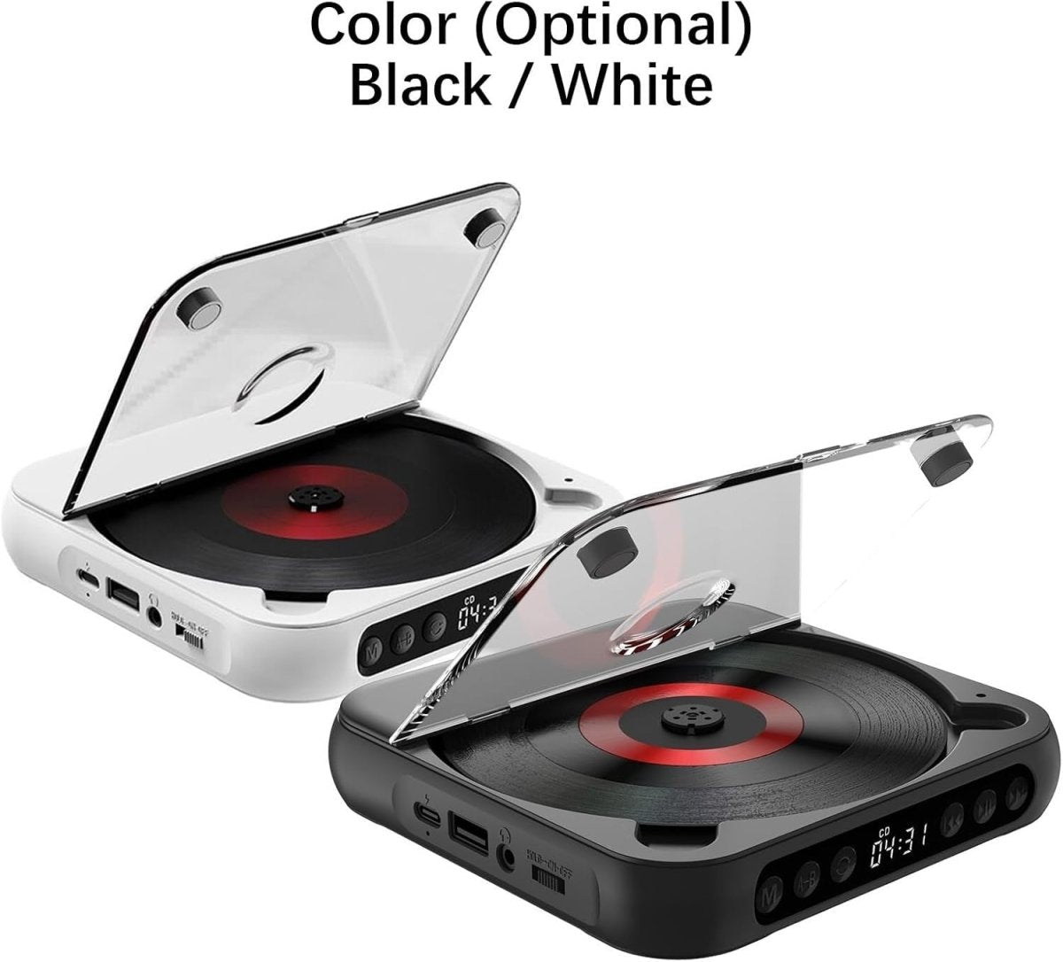 Portable CD Player Bluetooth USB TF A - B Repeat Timer Remote Black - Kwikley