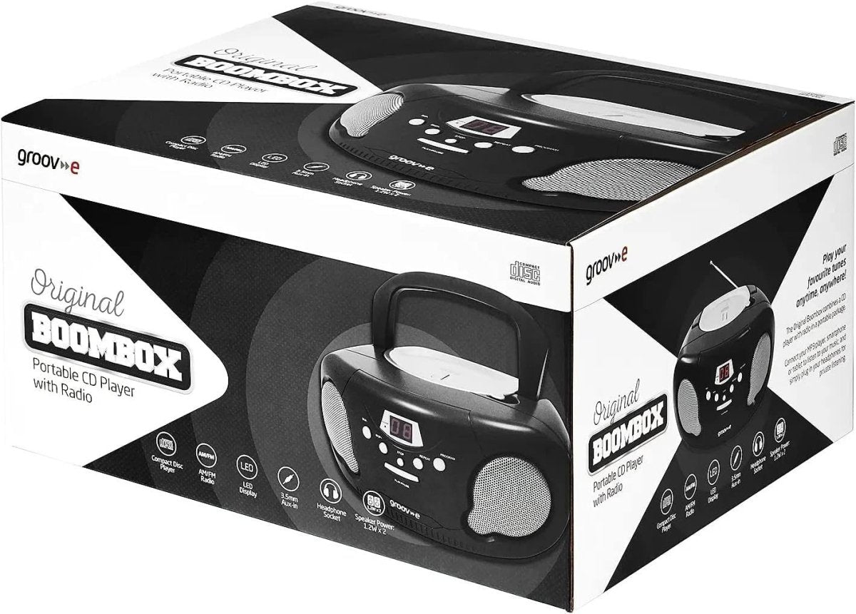 Portable CD Player Boombox Bluetooth Radio AUX Headphone LED Display - Kwikley