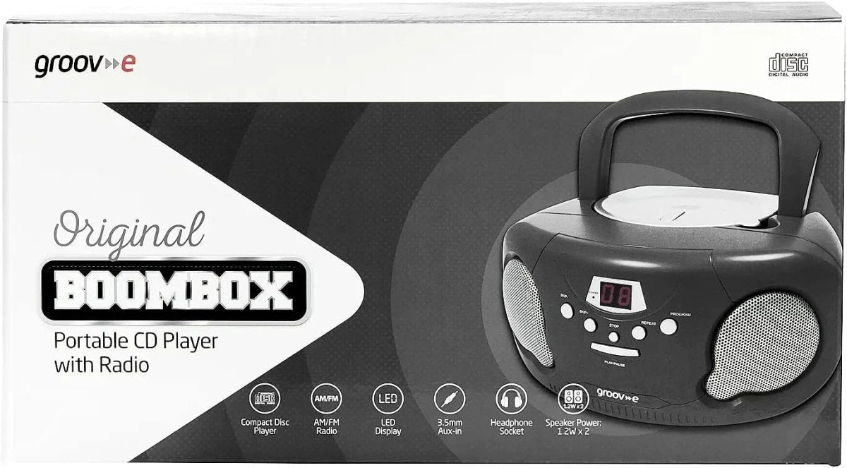 Portable CD Player Boombox Bluetooth Radio AUX Headphone LED Display - Kwikley