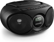 Portable CD Player Boombox FM Radio Stereo Bass Boost AUX Black - Kwikley