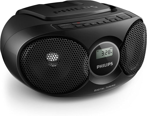 Portable CD Player Boombox FM Radio Stereo Bass Boost AUX Black - Kwikley