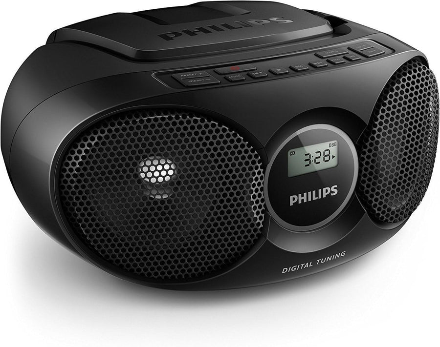 Portable CD Player Boombox FM Radio Stereo Bass Boost AUX Black - Kwikley