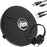Portable CD Player Discman Rechargeable Anti-Skip w/ Headphones Black
