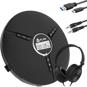 Portable CD Player Discman Rechargeable Anti - Skip w/ Headphones Black - Kwikley
