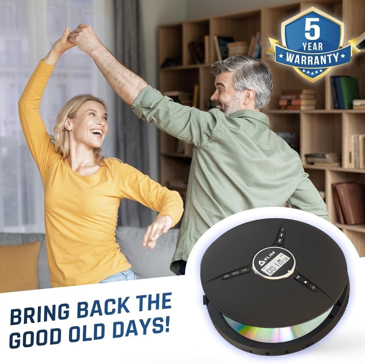 Portable CD Player Discman Rechargeable Anti - Skip w/ Headphones Black - Kwikley