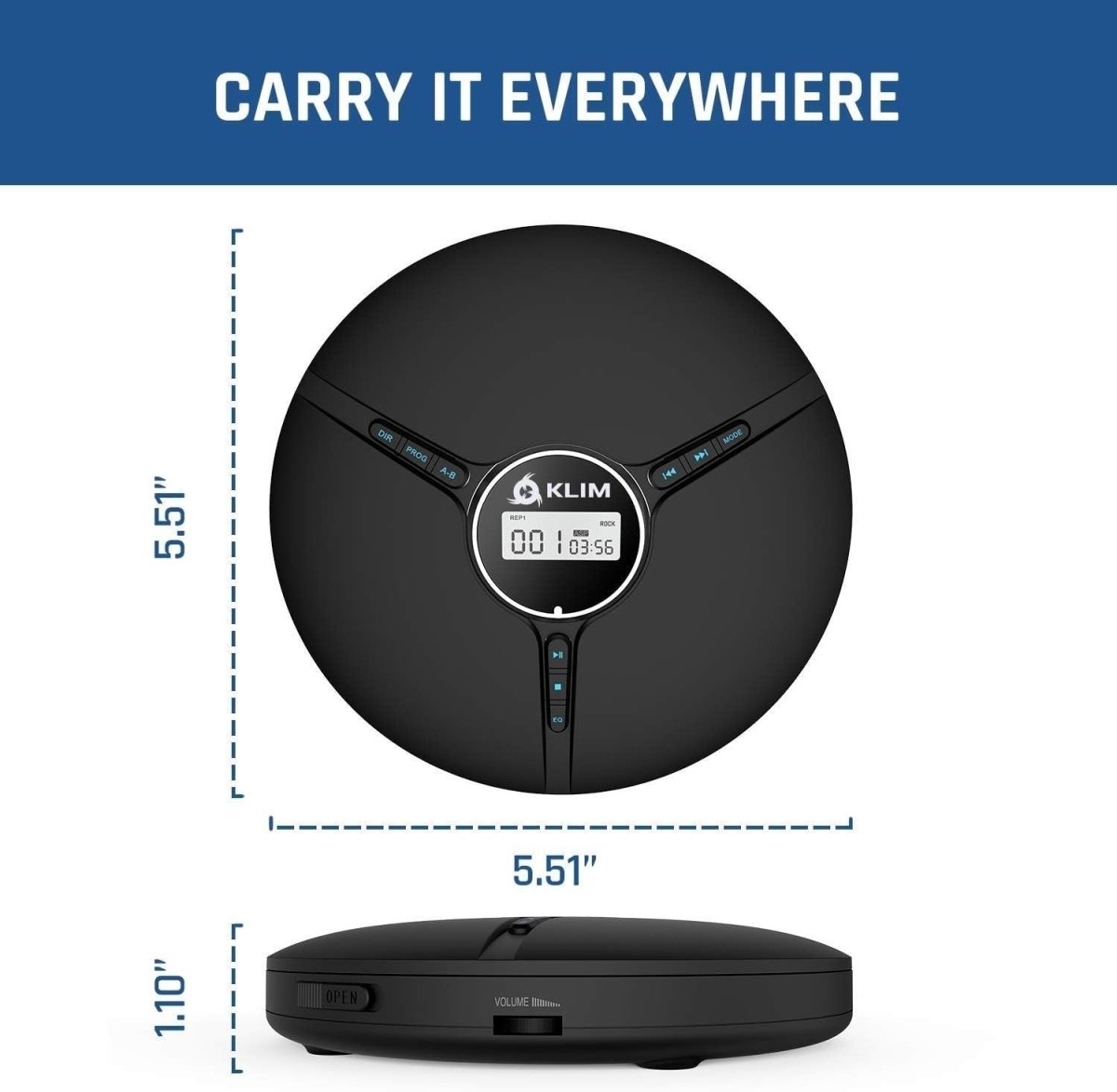 Portable CD Player Discman with Headphones Anti - Skip Rechargeable AUX - Kwikley