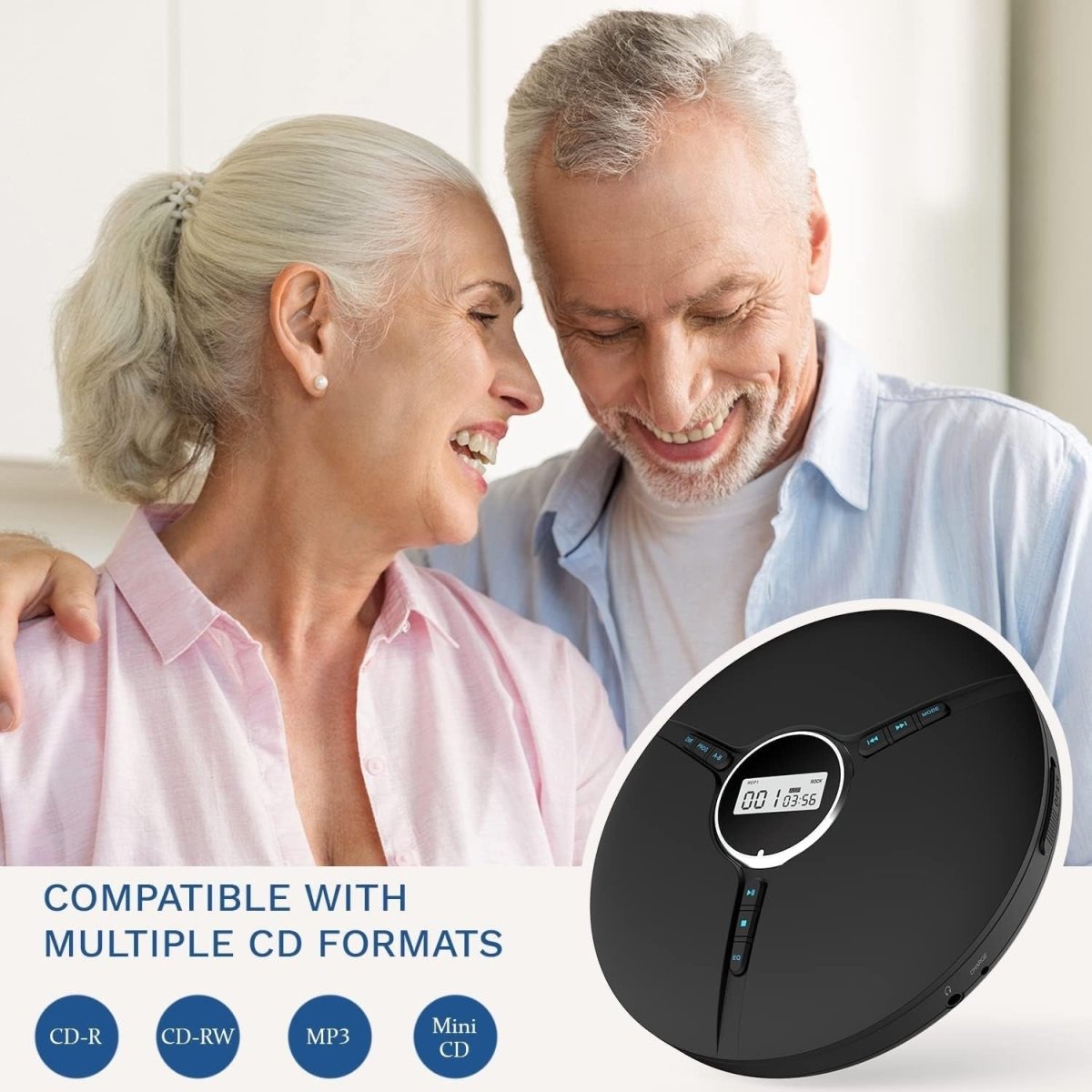 Portable CD Player Discman with Headphones Anti - Skip Rechargeable AUX - Kwikley