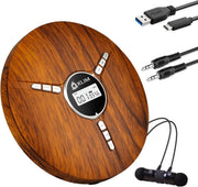 Portable CD Player Discman Wood Rechargeable Anti - Skip w/ Headphones - Kwikley