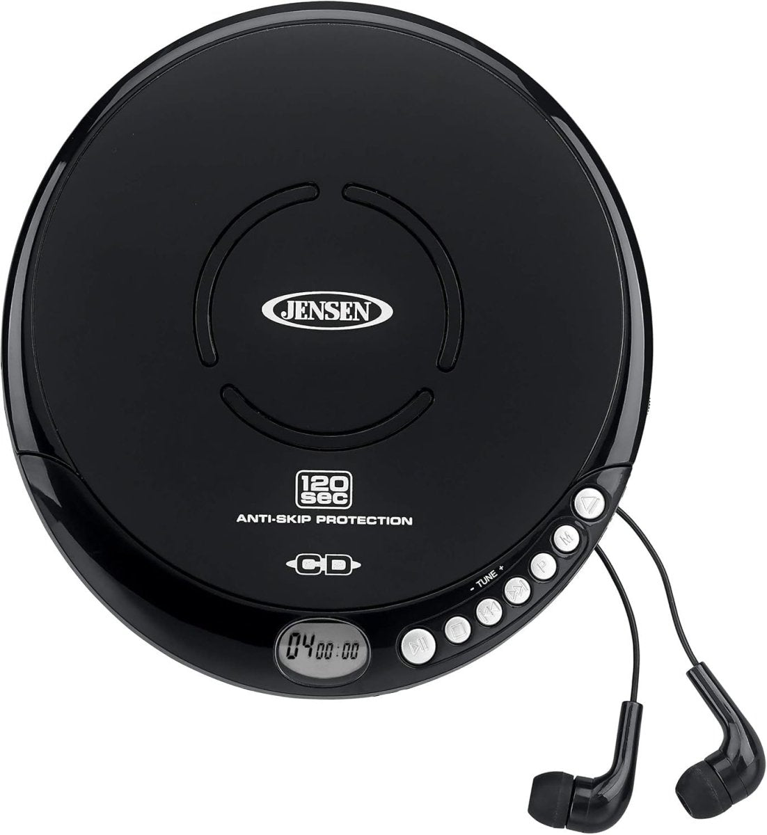 Portable CD Player FM Radio Anti Skip LCD Sport Earbuds Black - Kwikley