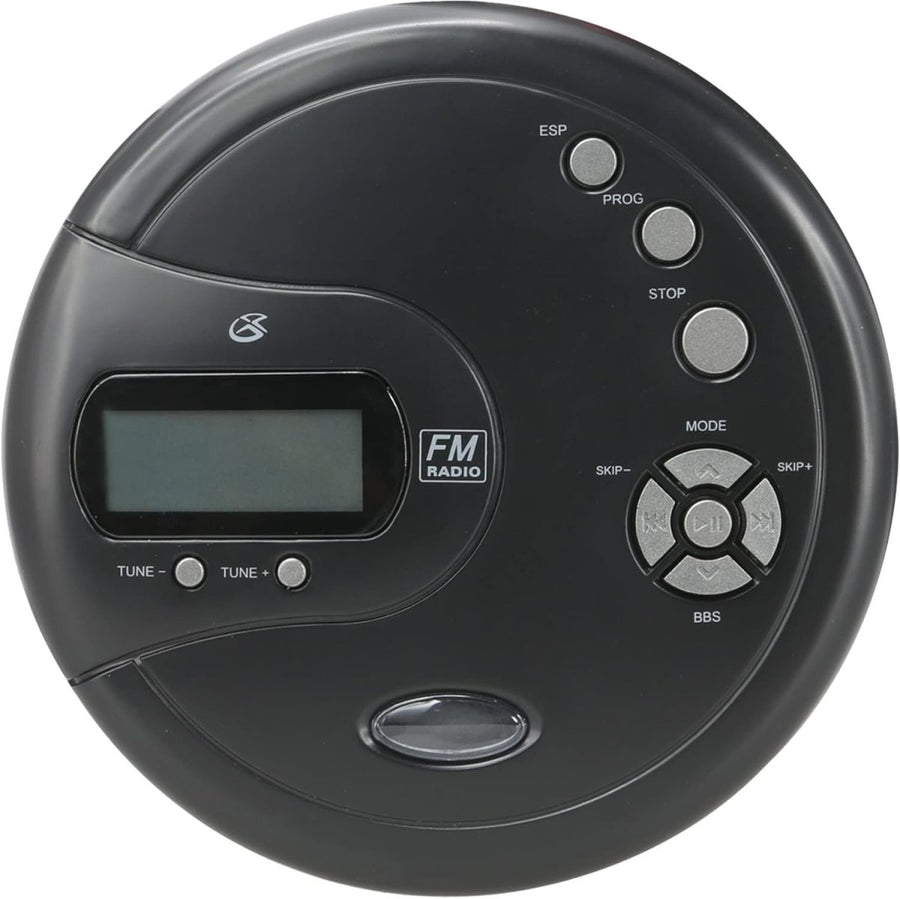 Portable CD Player FM Radio Anti Skip Stereo Earbuds Black AUX - Kwikley
