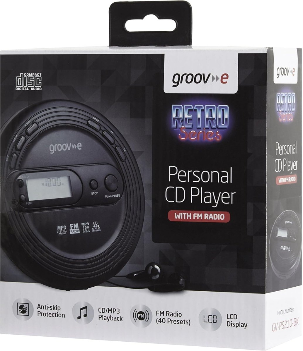 Portable CD Player FM Radio MP3 Anti Skip Earphones Micro USB Black - Kwikley