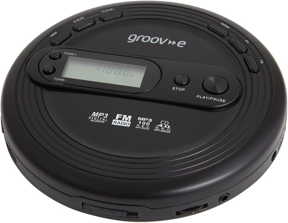 Portable CD Player FM Radio MP3 Anti Skip Earphones Micro USB Black - Kwikley