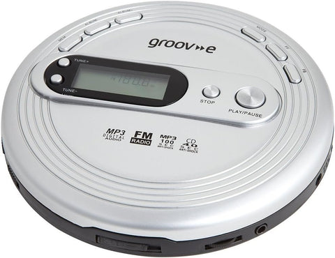 Portable CD Player FM Radio MP3 Anti Skip Earphones Micro USB Silver