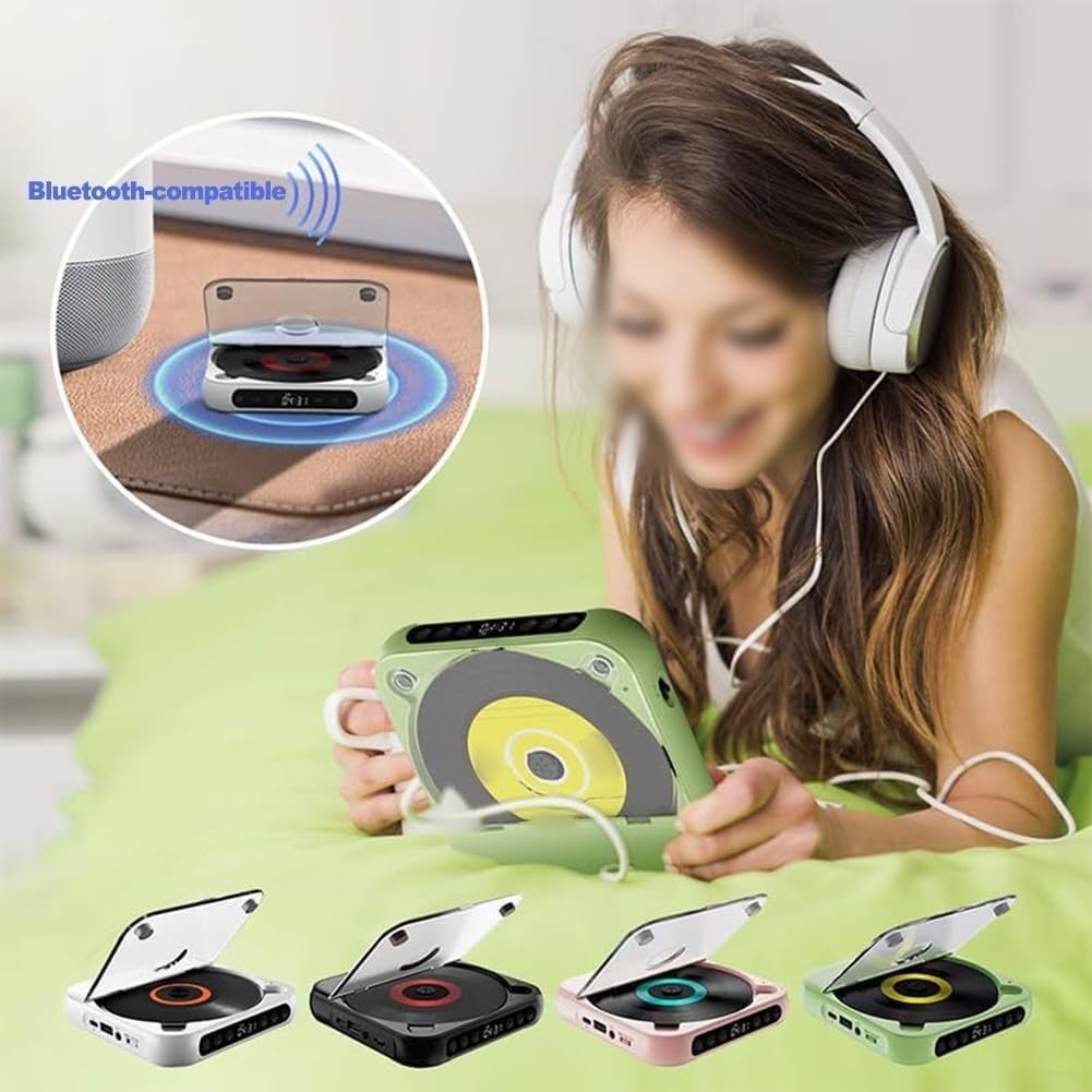 Portable CD Player HiFi Sound Rechargeable Bluetooth AUX Green - Kwikley