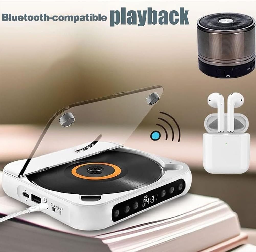 Portable CD Player HiFi Sound Rechargeable Wireless Wired Pink - Kwikley