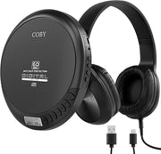 Portable CD Player MP3 FM Radio Anti Skip Stereo Headphones Black - Kwikley