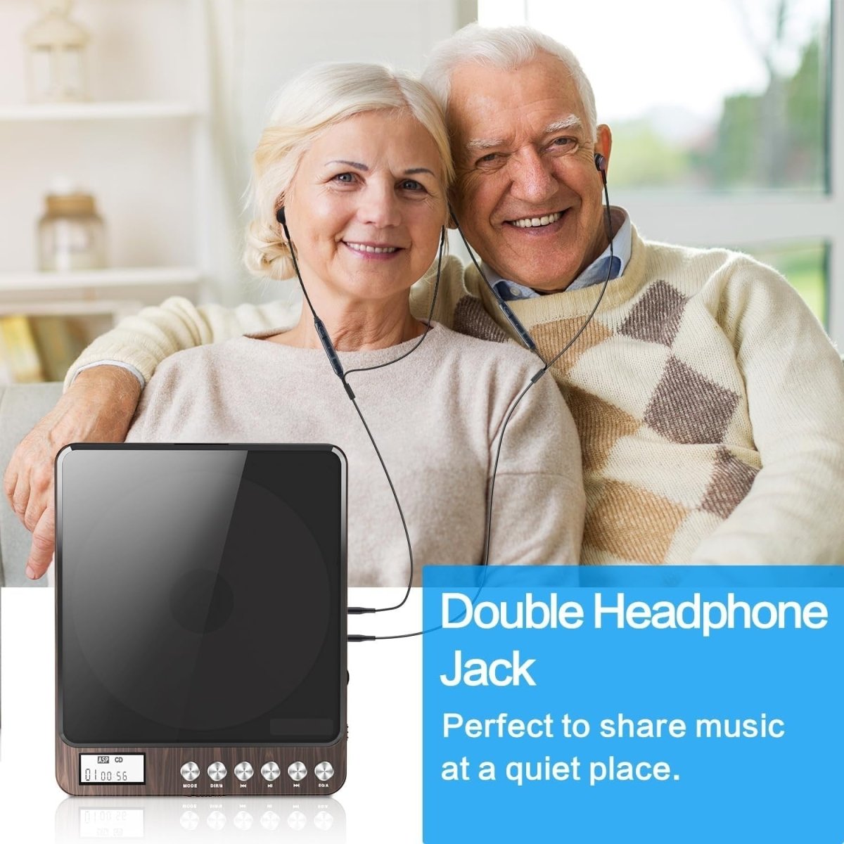 Portable CD Player Rechargeable Dual Speakers Anti - Skip Dual Headphone - Kwikley
