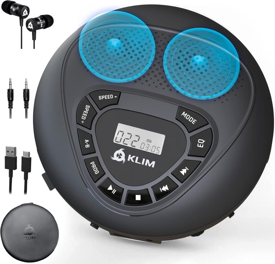 Portable CD Player with Speakers Rechargeable SD TF AUX w/ Headphones - Kwikley