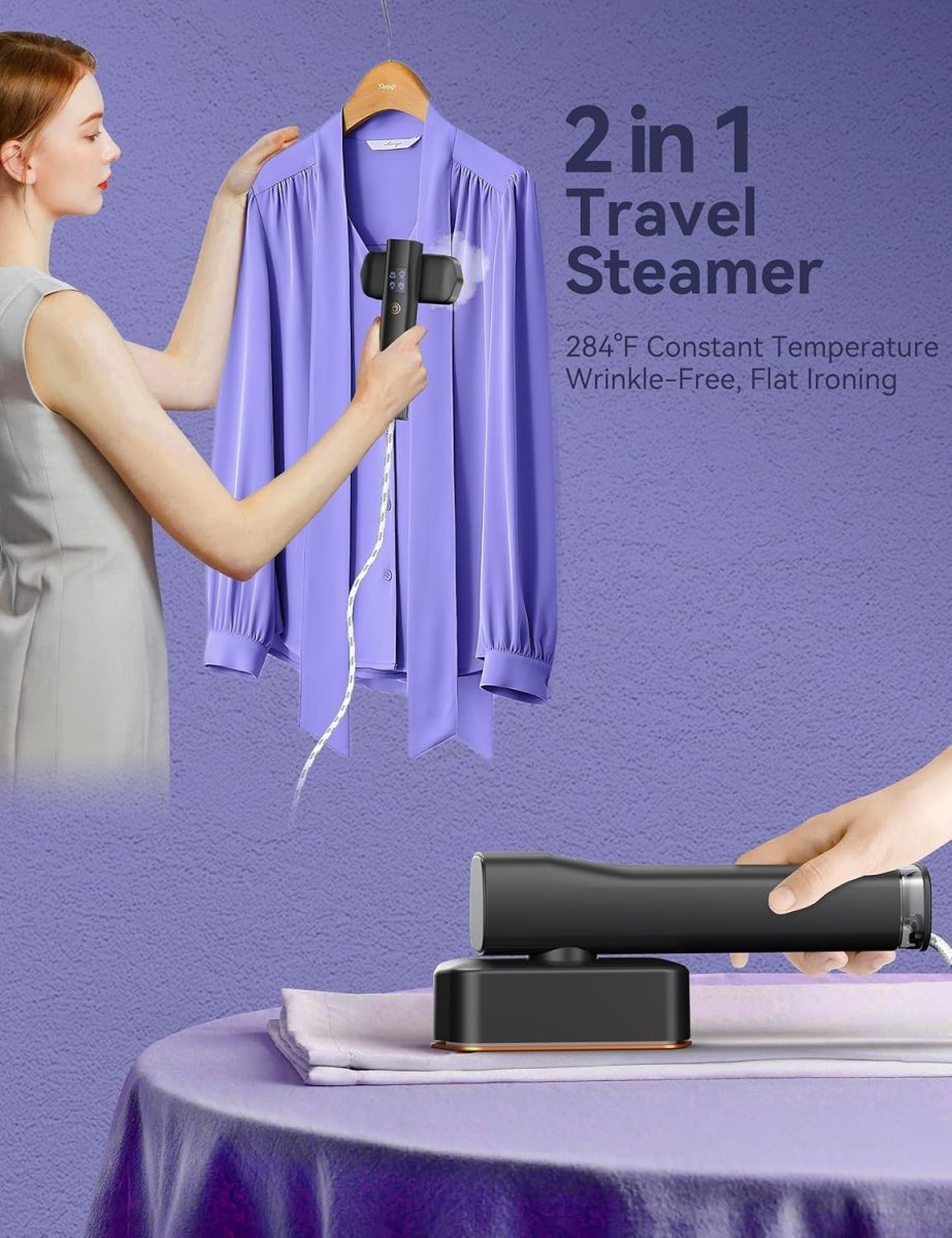 Portable Clothes Steamer Iron 2 in 1 Travel Garment Steamer Fast Heat LED - Kwikley