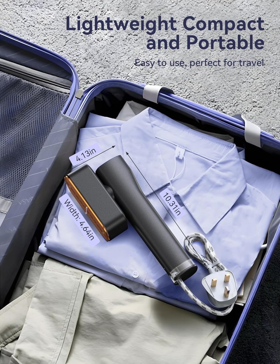 Portable Clothes Steamer Iron 2 in 1 Travel Garment Steamer Fast Heat LED - Kwikley
