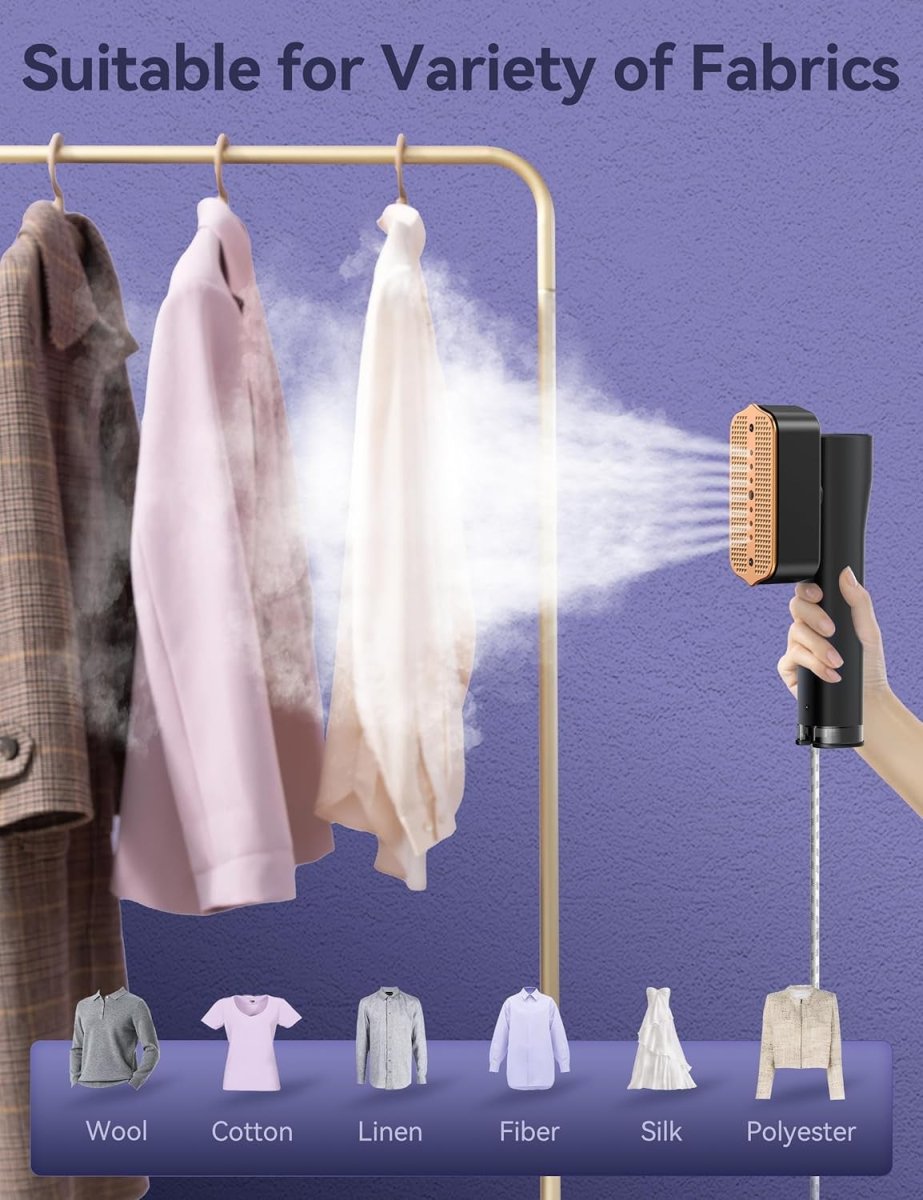 Portable Clothes Steamer Iron 2 in 1 Travel Garment Steamer Fast Heat LED - Kwikley