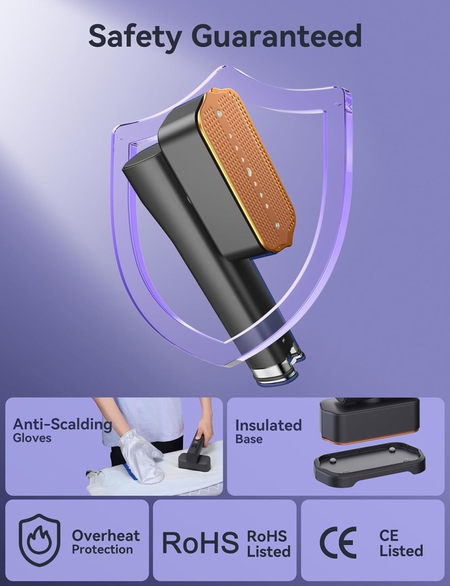 Portable Clothes Steamer Iron 2 in 1 Travel Garment Steamer Fast Heat LED - Kwikley