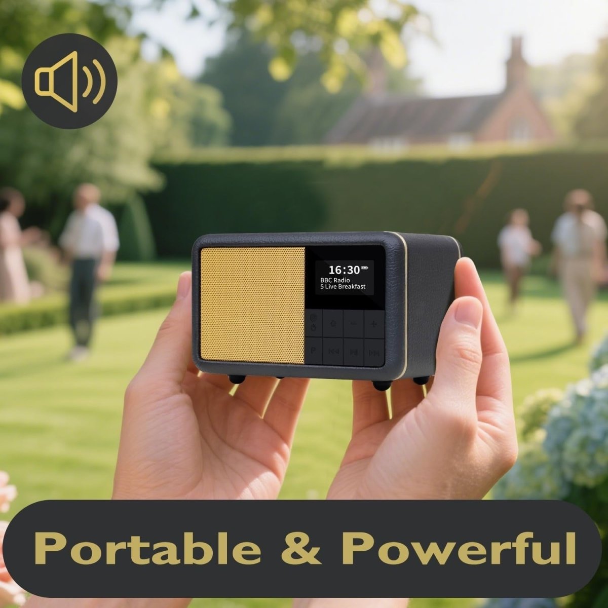 Portable DAB+ FM Radio Alarm Clock Bluetooth Waterproof 12hr Battery – Black - Kwikley