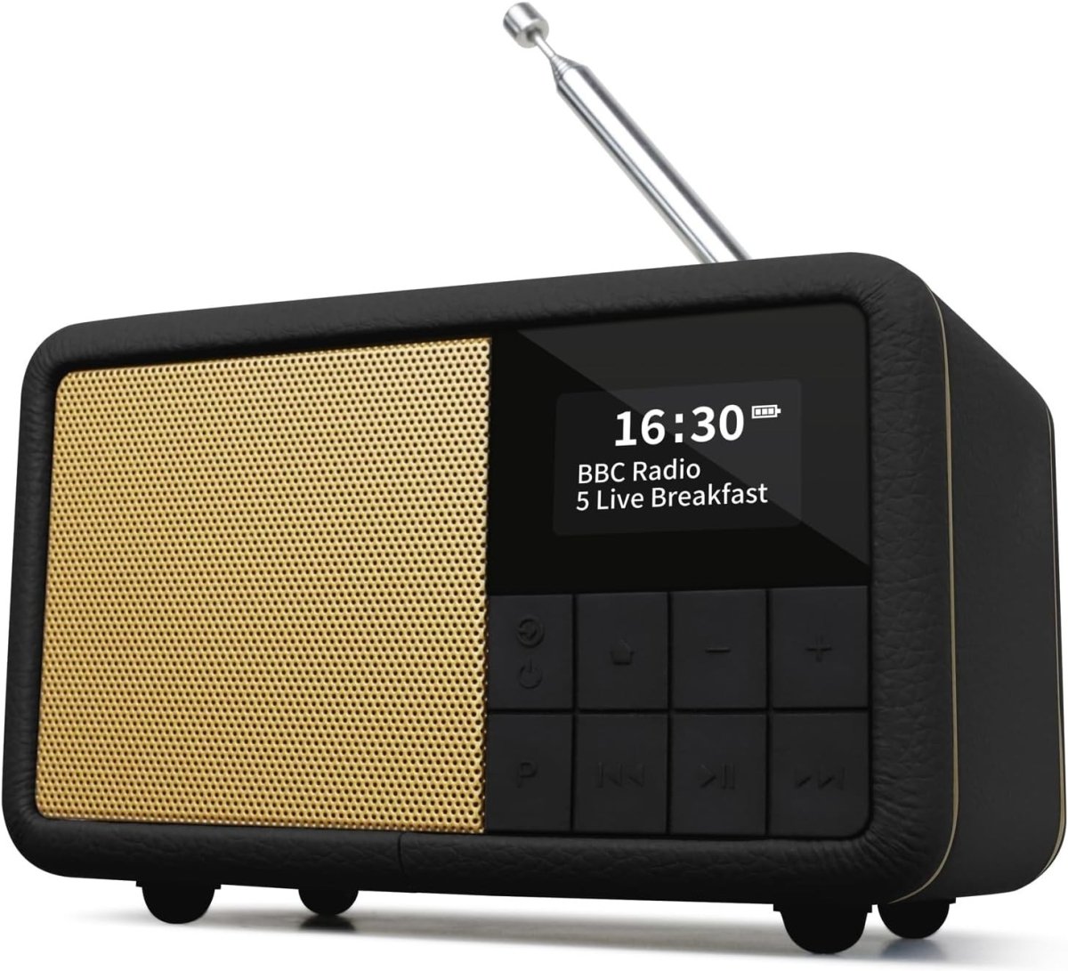 Portable DAB+ FM Radio Alarm Clock Bluetooth Waterproof 12hr Battery – Black - Kwikley