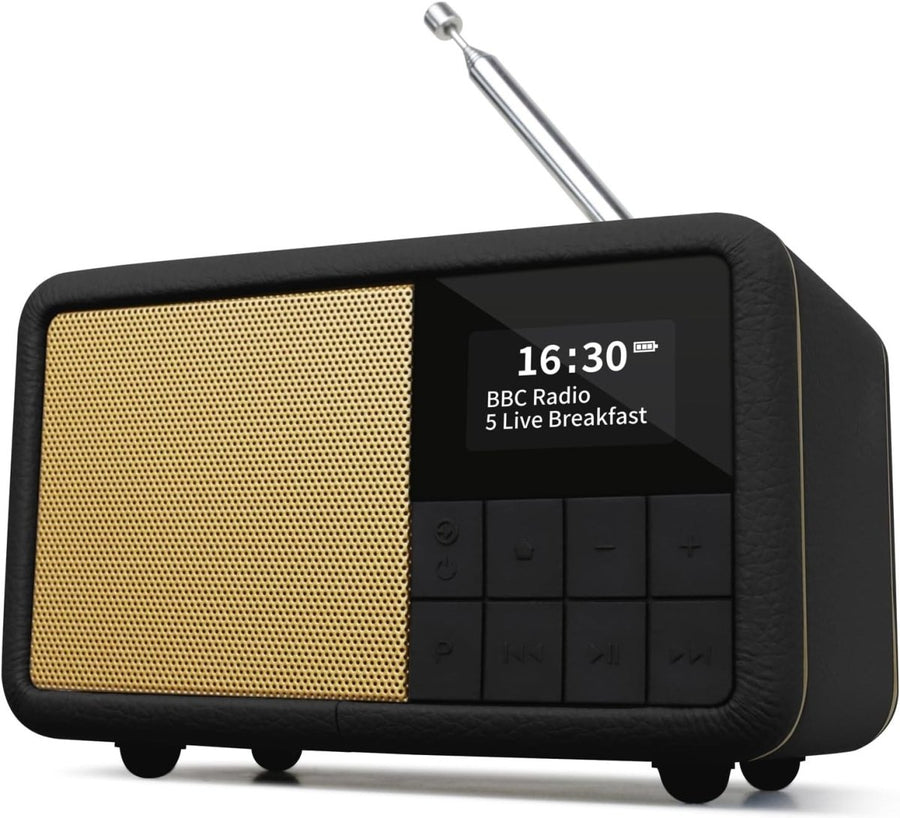 Portable DAB+ FM Radio Alarm Clock Bluetooth Waterproof 12hr Battery – Black - Kwikley