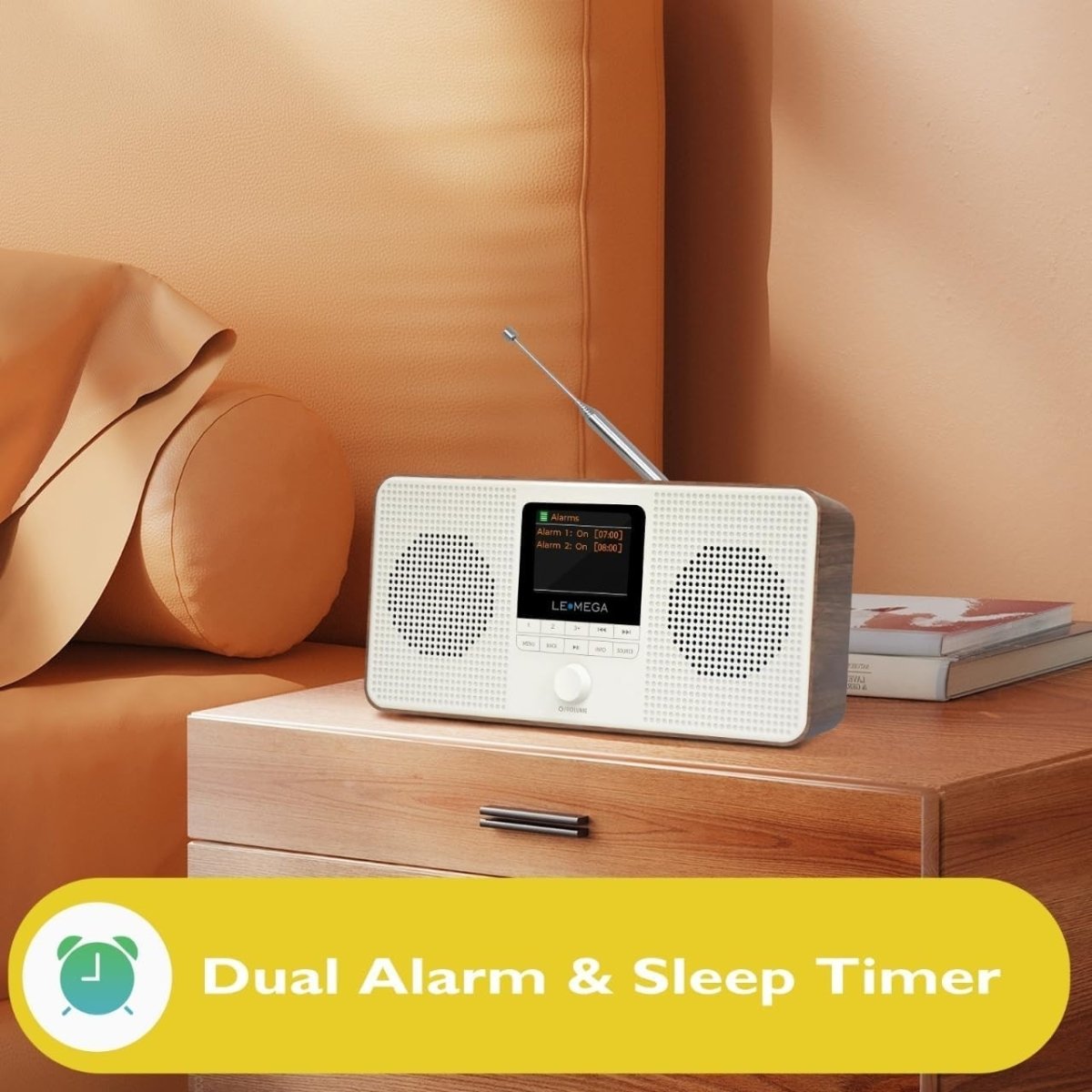 Portable DAB+/FM Internet Radio with WiFi, Bluetooth, Spotify & Alarms - Kwikley