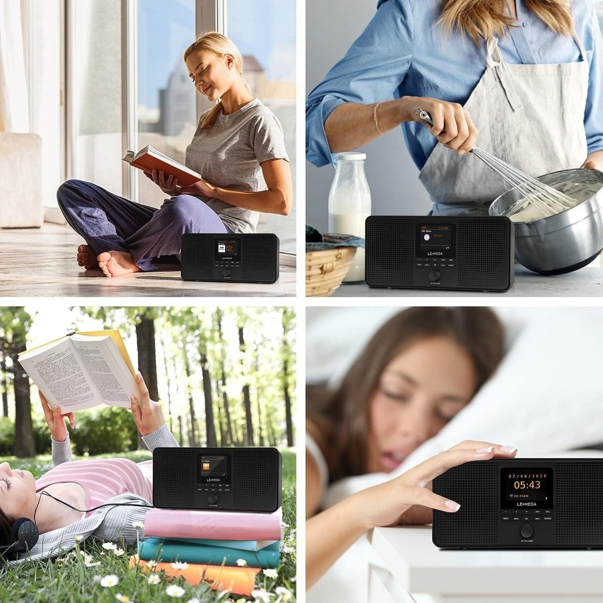 Portable DAB+/FM Internet Radio with WiFi, Bluetooth & Spotify – Black - Kwikley