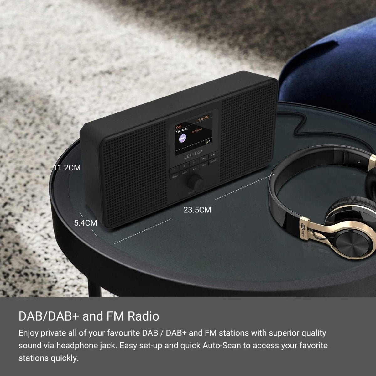 Portable DAB+/FM Internet Radio with WiFi Bluetooth & Spotify – Black - Kwikley