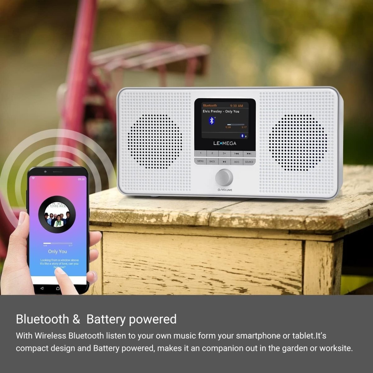 Portable DAB+/FM Internet Radio with WiFi, Bluetooth & Spotify – Grey - Kwikley