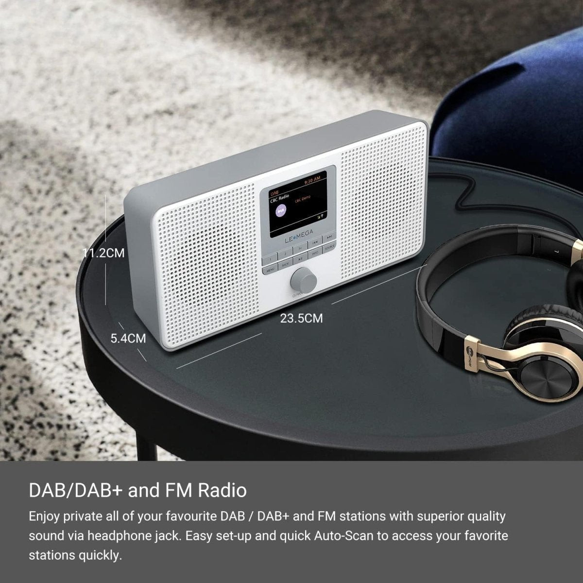 Portable DAB+/FM Internet Radio with WiFi, Bluetooth & Spotify – Grey - Kwikley