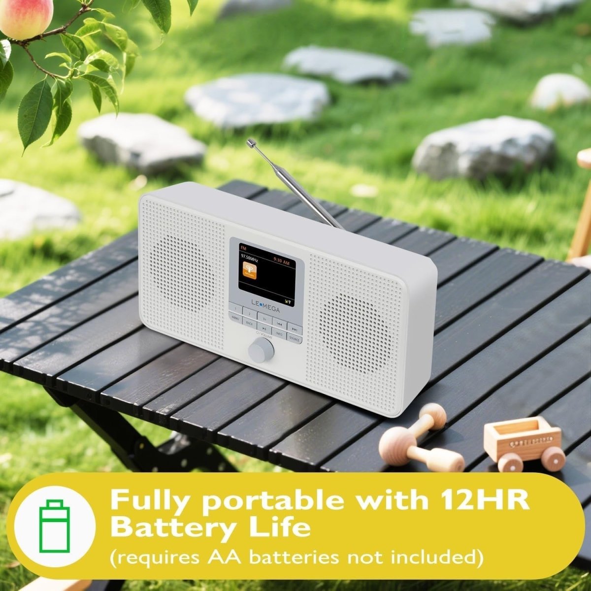 Portable DAB+/FM Internet Radio with WiFi, Bluetooth & Spotify – Stone Grey - Kwikley