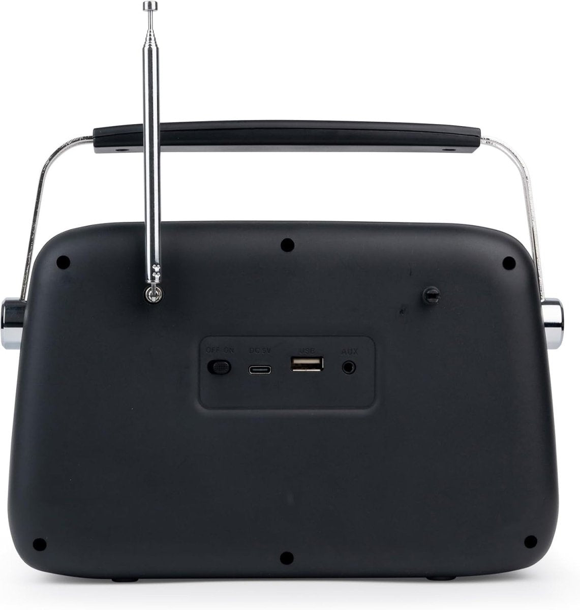 Portable DAB+/FM Retro Radio with Bluetooth, USB, AUX & Alarm – Black - Kwikley