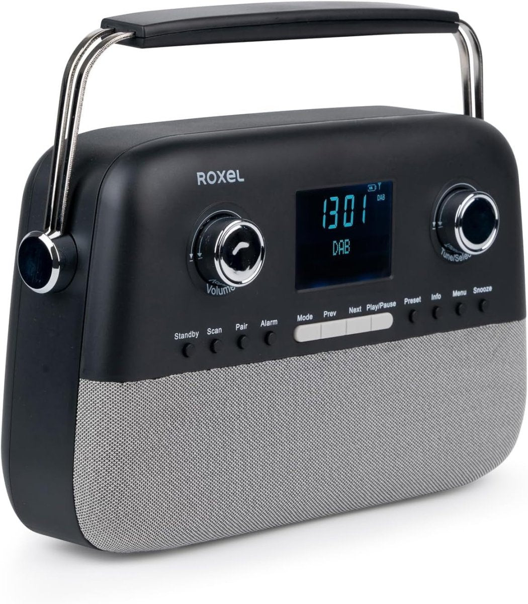 Portable DAB+/FM Retro Radio with Bluetooth, USB, AUX & Alarm – Black - Kwikley