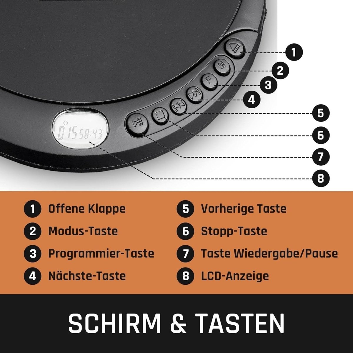 Portable Discman CD Player Anti Shock LCD MP3 Headphones Black - Kwikley