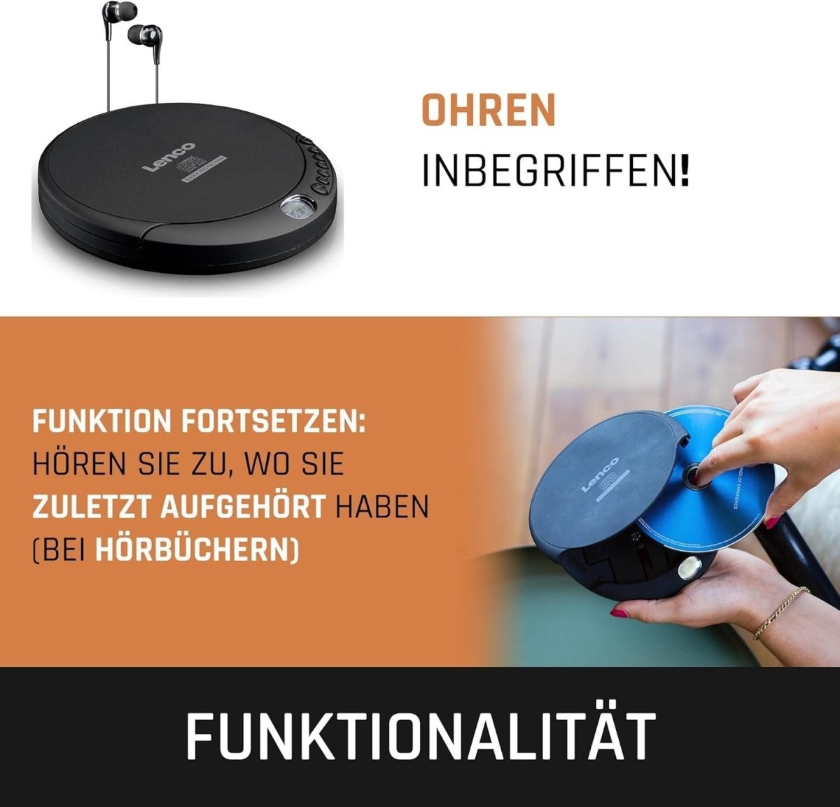 Portable Discman CD Player Anti Shock LCD MP3 Headphones Black - Kwikley