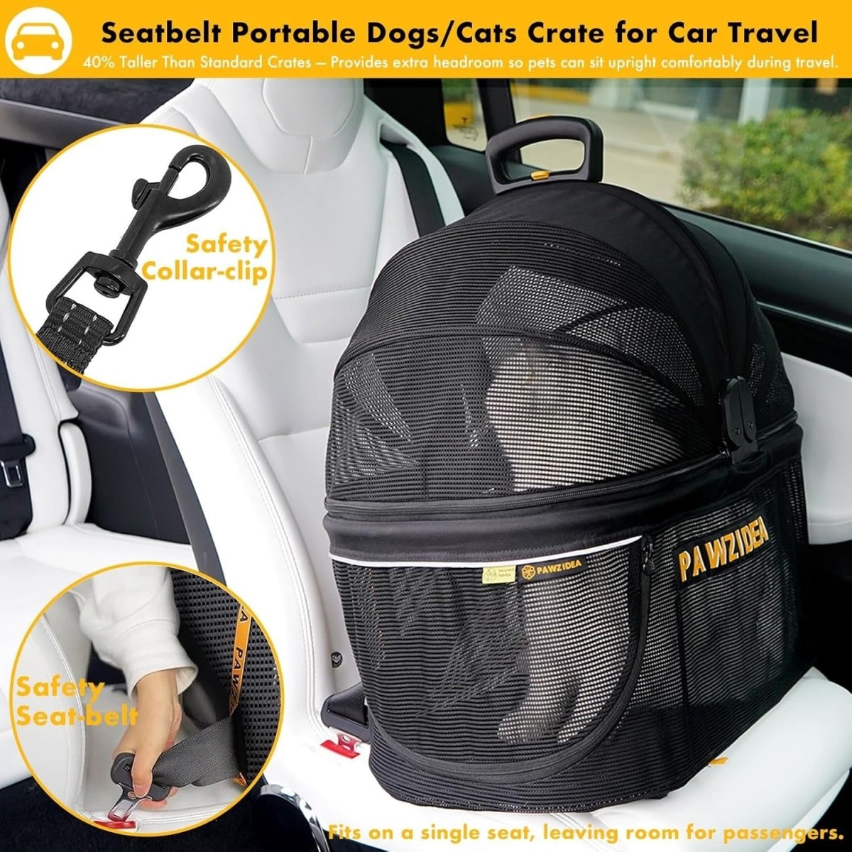 Portable Dog Crate Car Seat Foldable Pet Carrier Kennel Medium Dogs - Kwikley