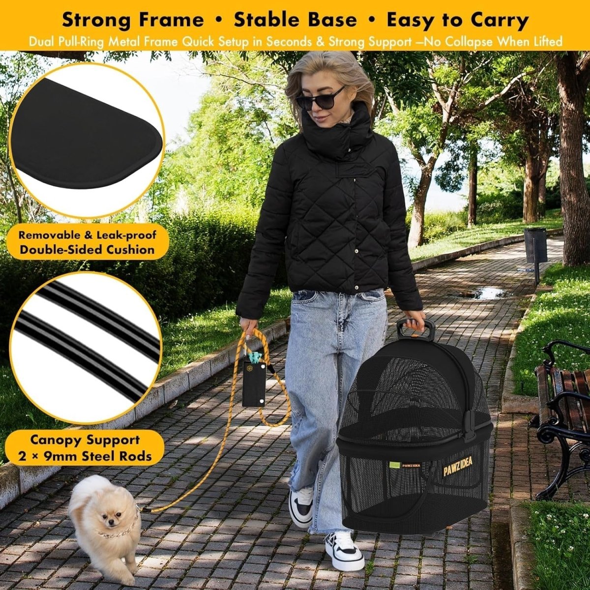 Portable Dog Crate Car Seat Foldable Pet Carrier Kennel Medium Dogs - Kwikley