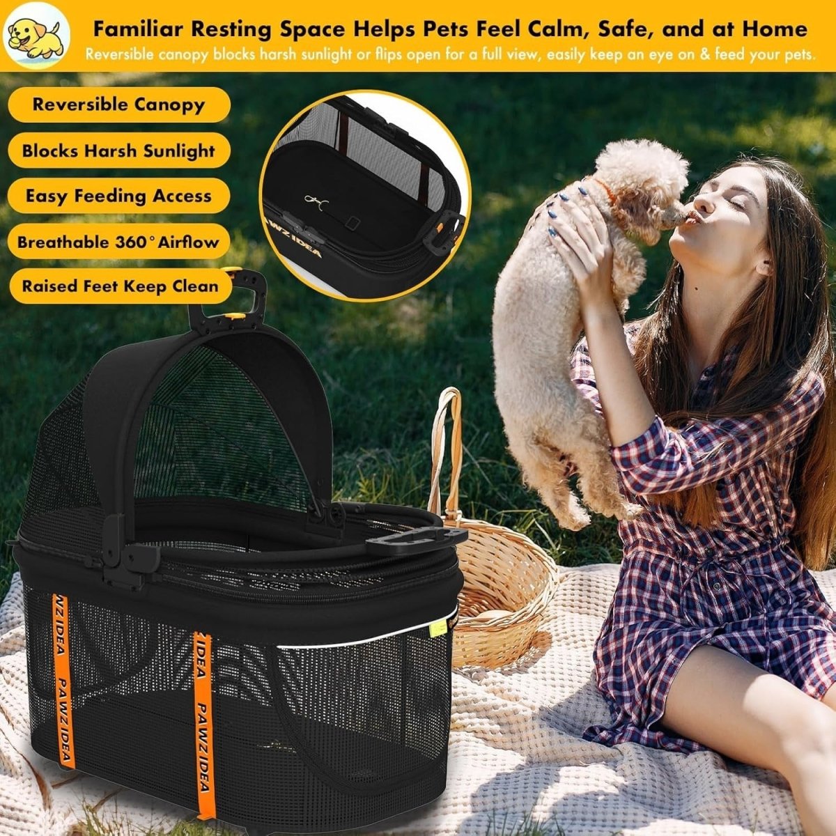 Portable Dog Crate Car Seat Foldable Pet Carrier Kennel Medium Dogs - Kwikley