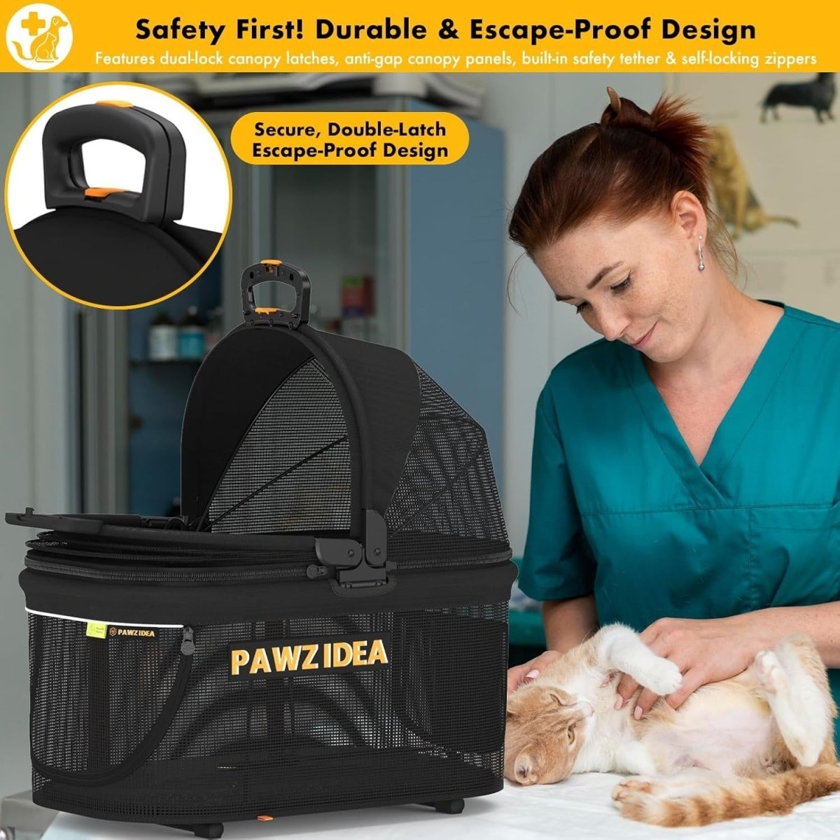 Portable Dog Crate Car Seat Foldable Pet Carrier Kennel Medium Dogs - Kwikley