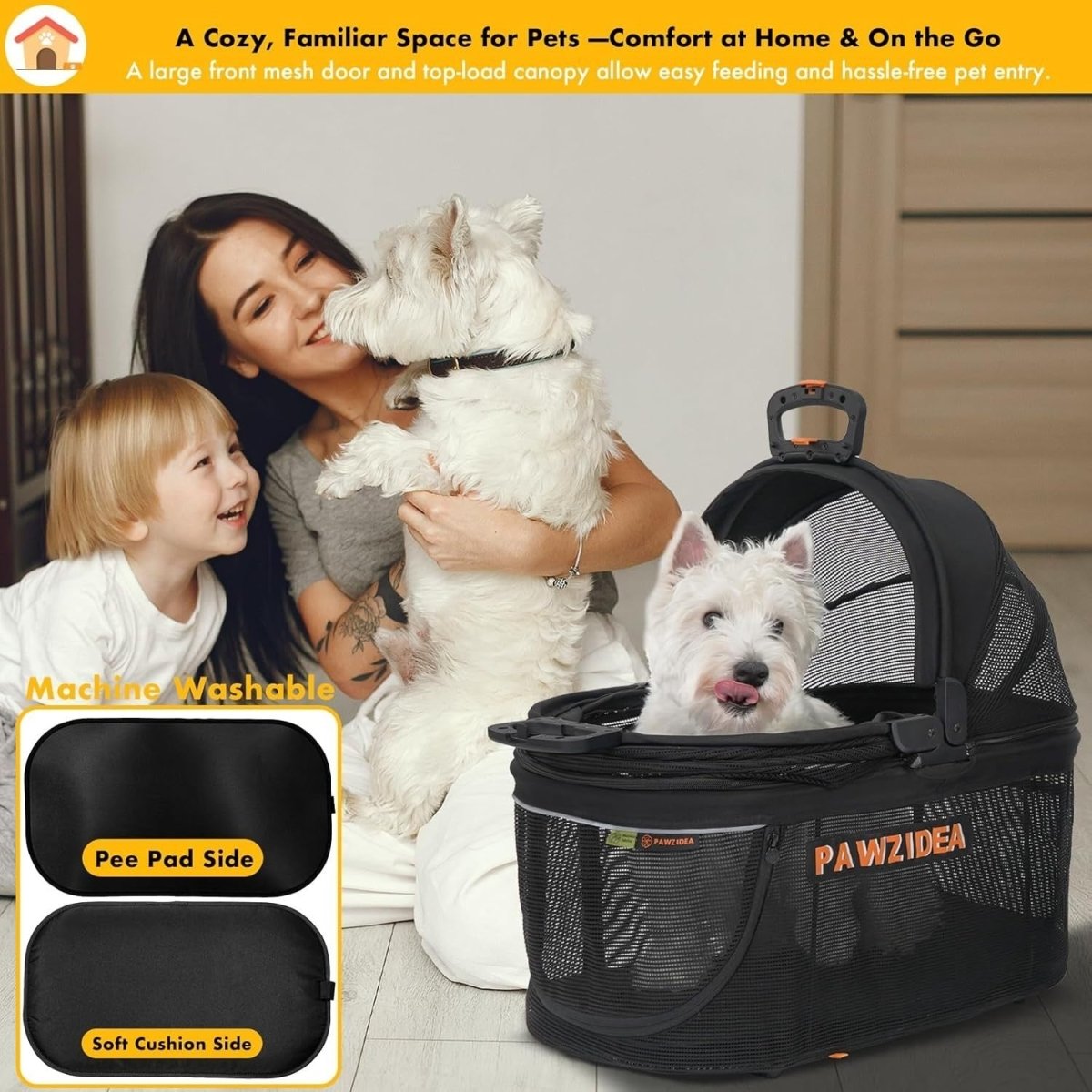 Portable Dog Crate Car Seat Foldable Pet Carrier Kennel Medium Dogs - Kwikley