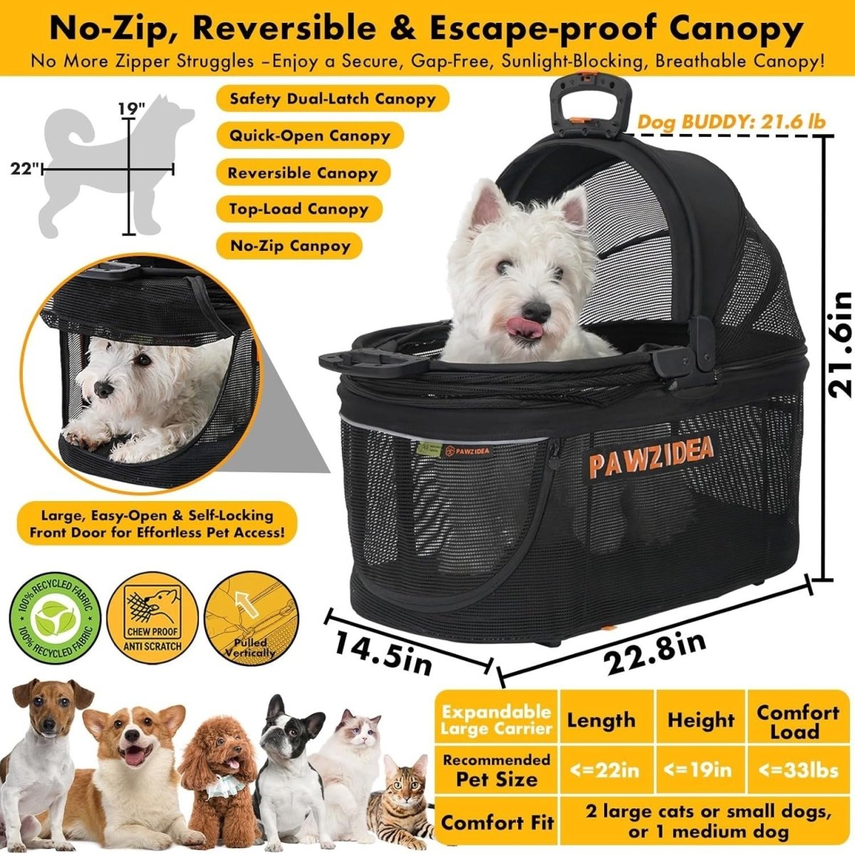 Portable Dog Crate Car Seat Foldable Pet Carrier Kennel Medium Dogs - Kwikley