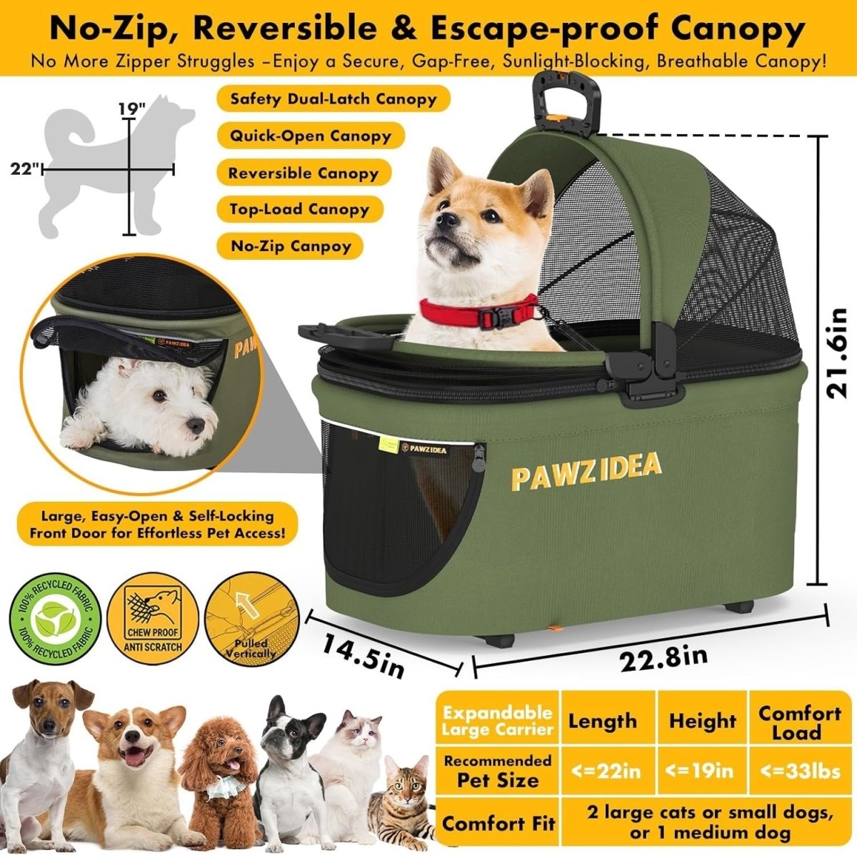 Portable Dog Crate Car Seat Foldable Pet Travel Kennel Medium Dogs - Kwikley