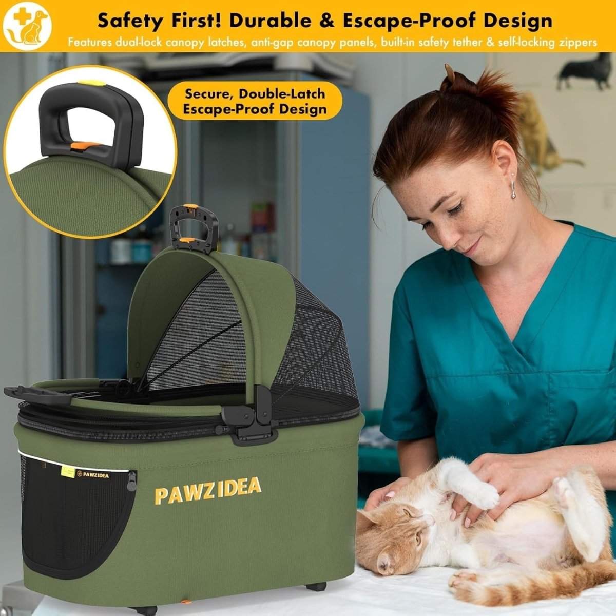 Portable Dog Crate Car Seat Foldable Pet Travel Kennel Medium Dogs - Kwikley