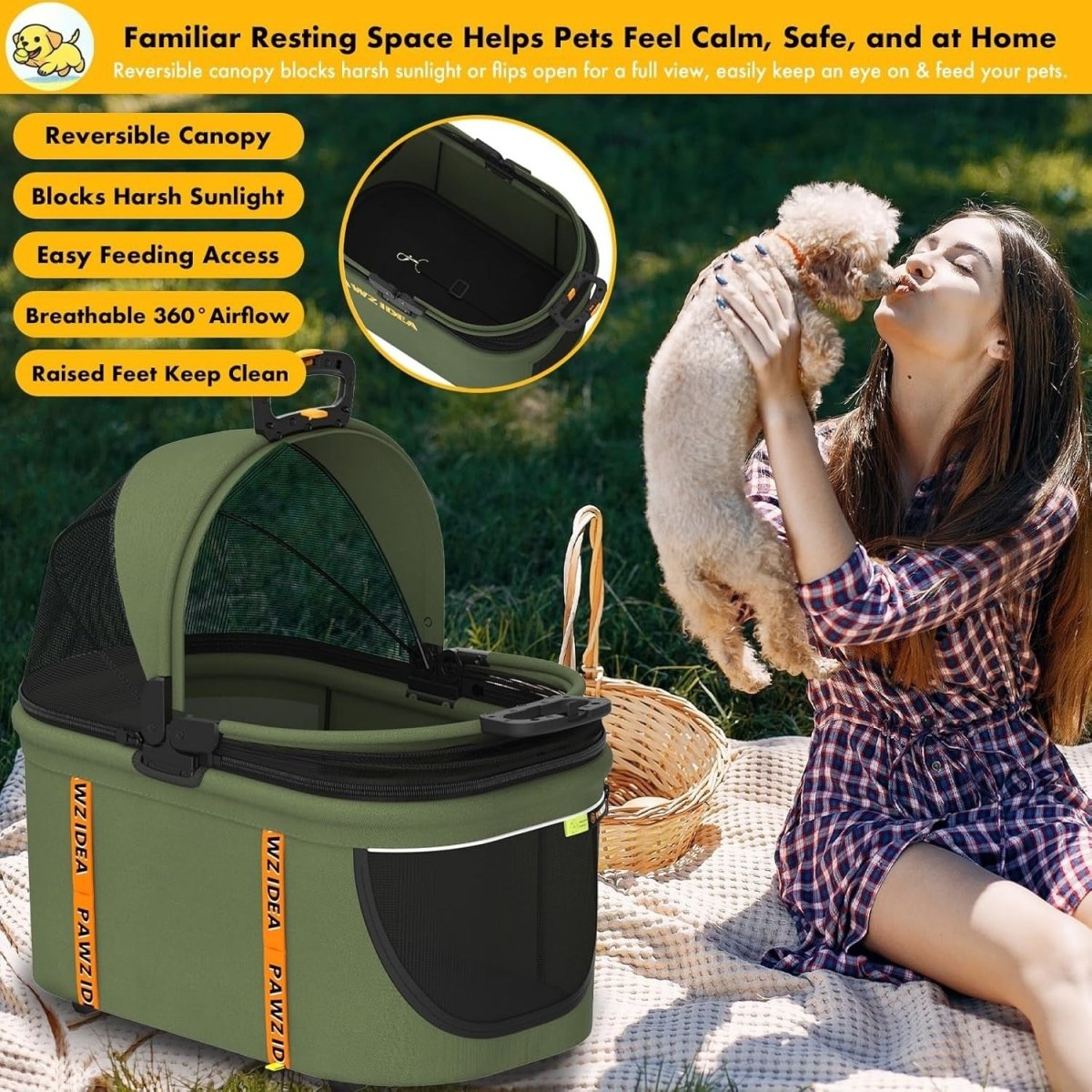 Portable Dog Crate Car Seat Foldable Pet Travel Kennel Medium Dogs - Kwikley
