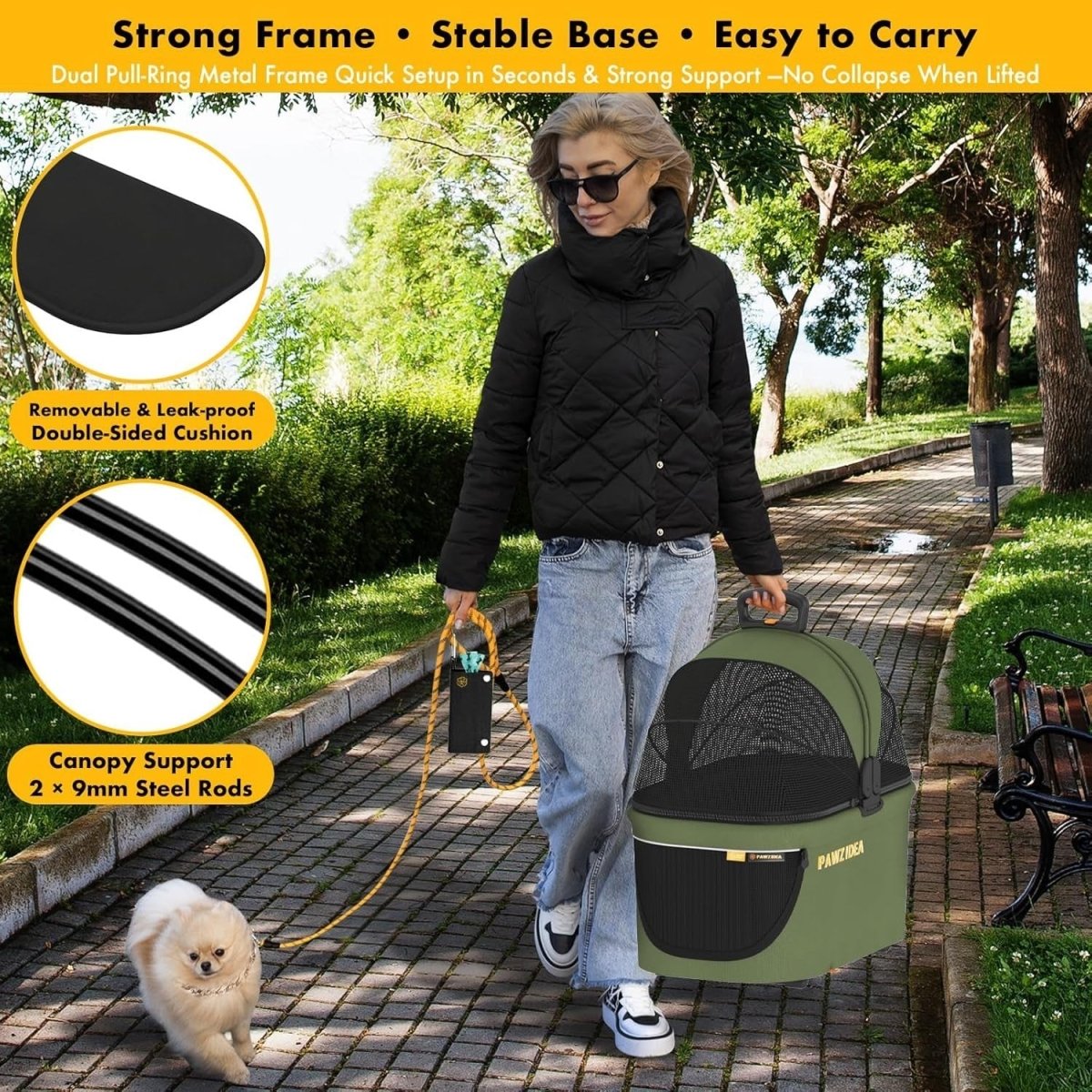 Portable Dog Crate Car Seat Foldable Pet Travel Kennel Medium Dogs - Kwikley